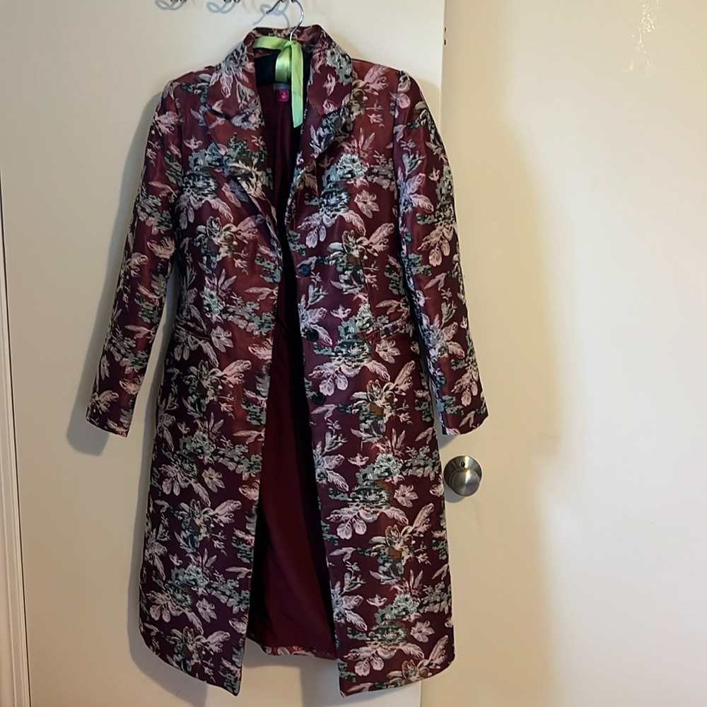 Vince Camuto Long Floral Coat